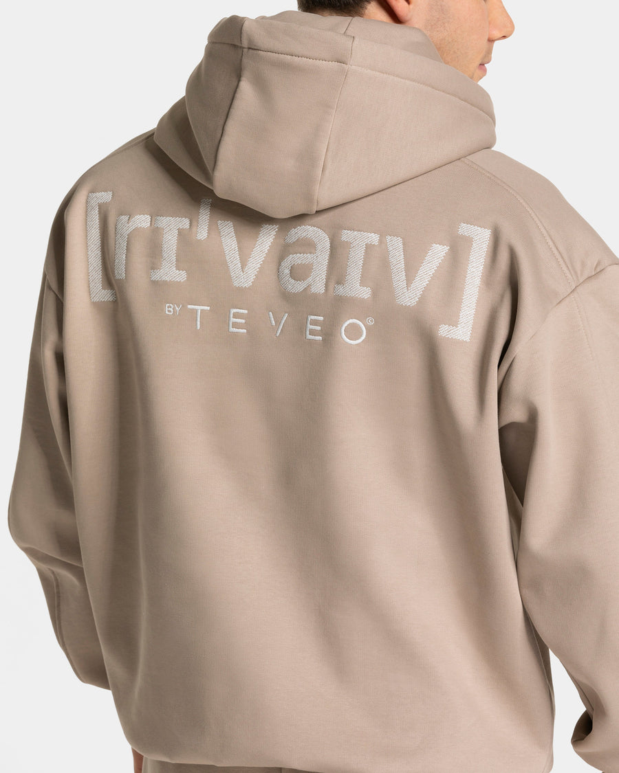 Sweat à capuche oversize RI’VAIV « taupe »
