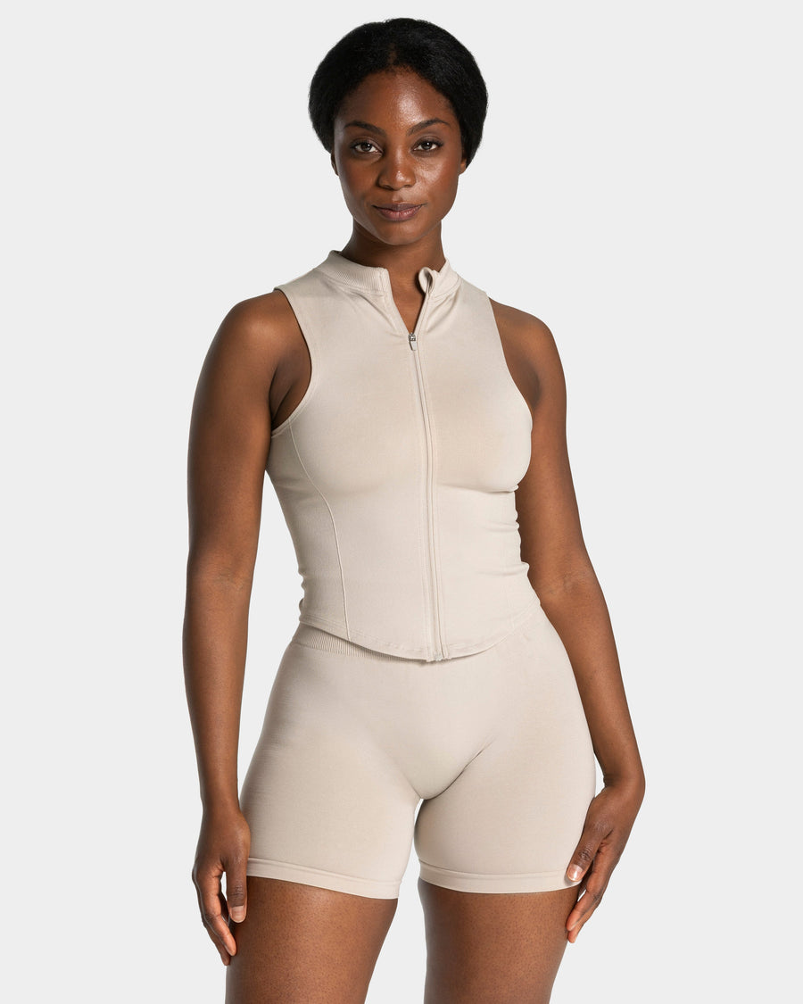Débardeur zippé Timeless Pro « cream »