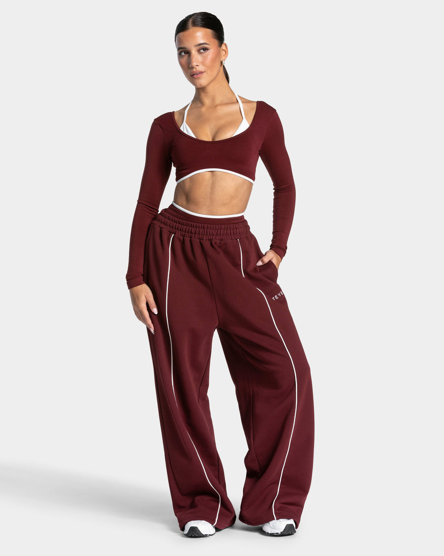 Pantalon de jogging Wide Leg Contrastline « bordeaux »