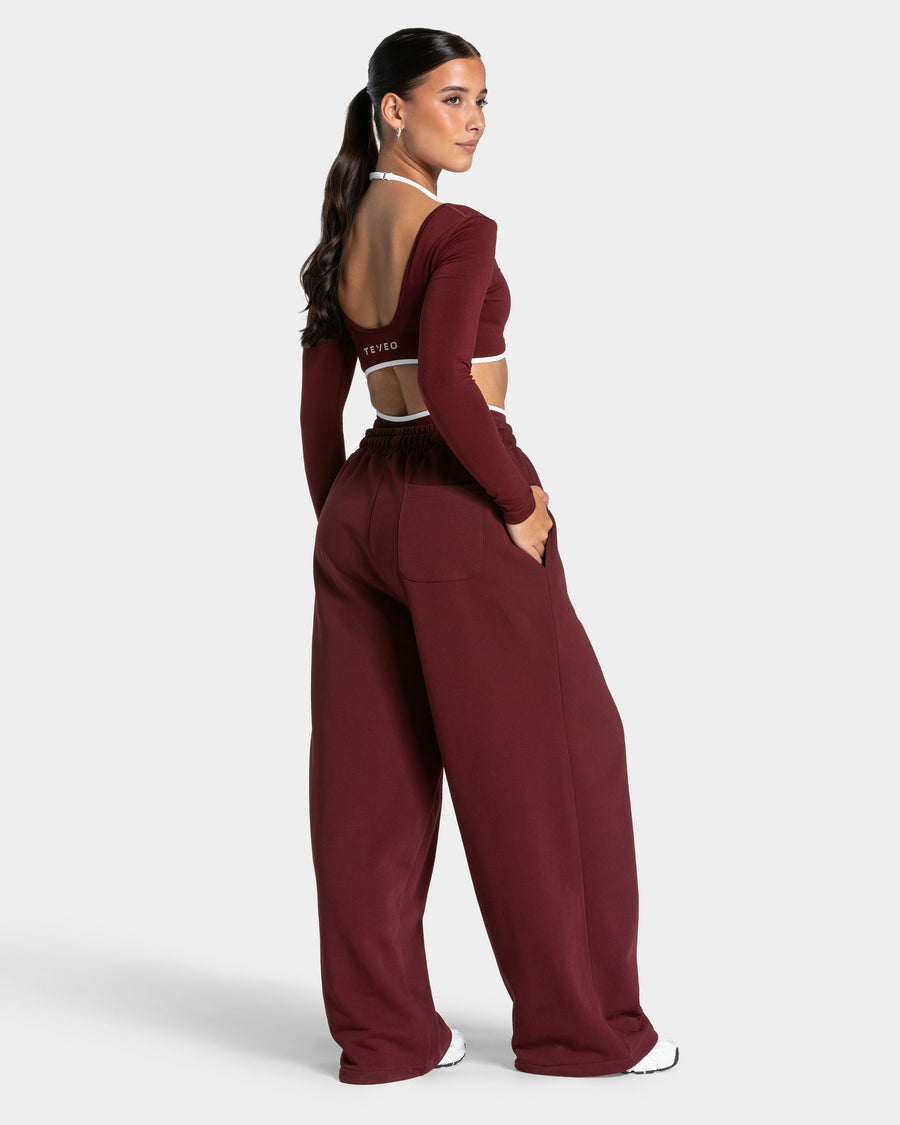 Pantalon de jogging Wide Leg Contrastline « bordeaux »