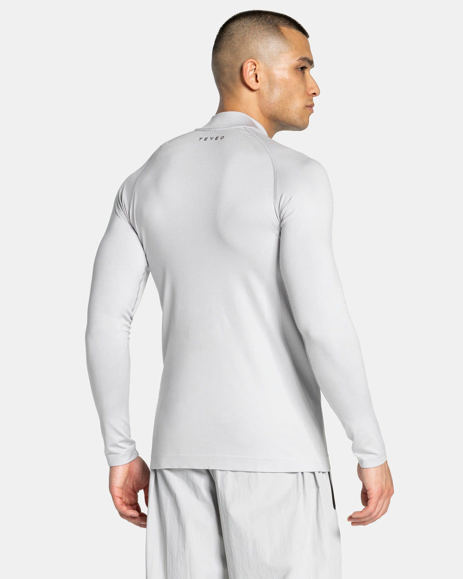 Haut à manches longues demi-zippé Workout sans coutures « gris clair »