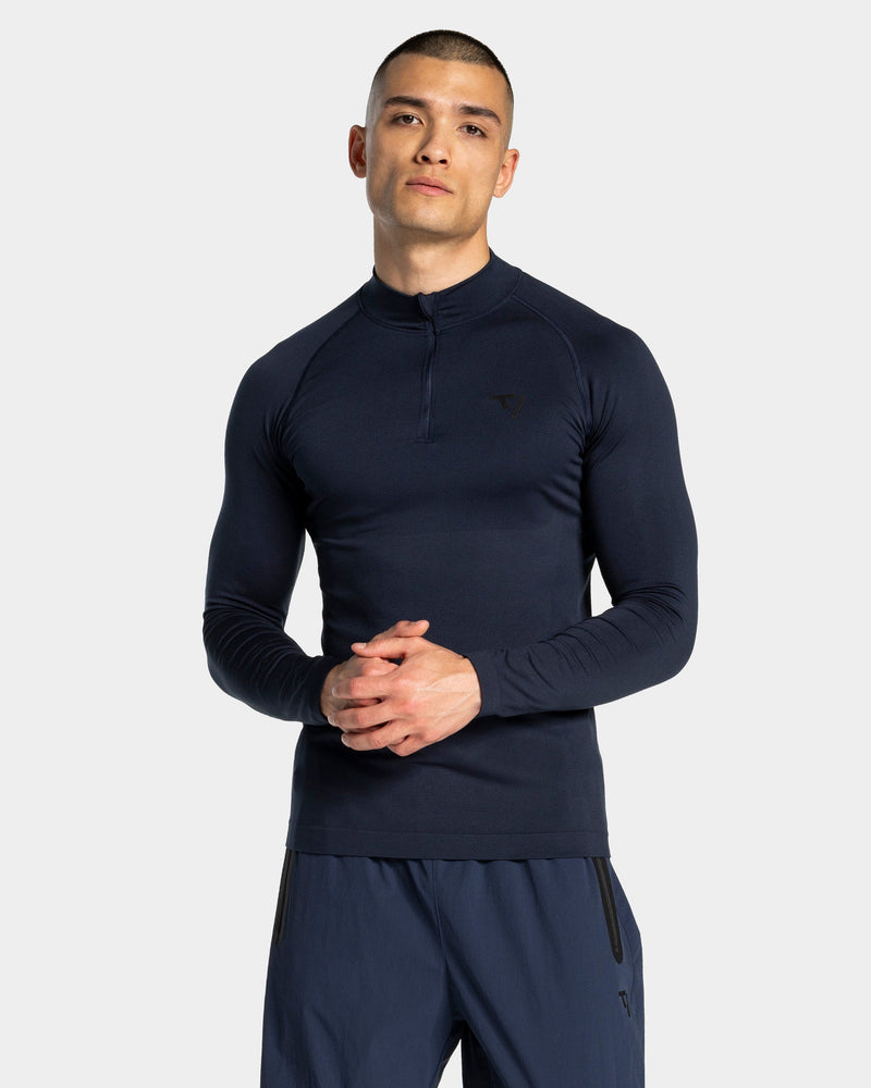Haut à manches longues demi-zippé Workout sans coutures « Midnight »