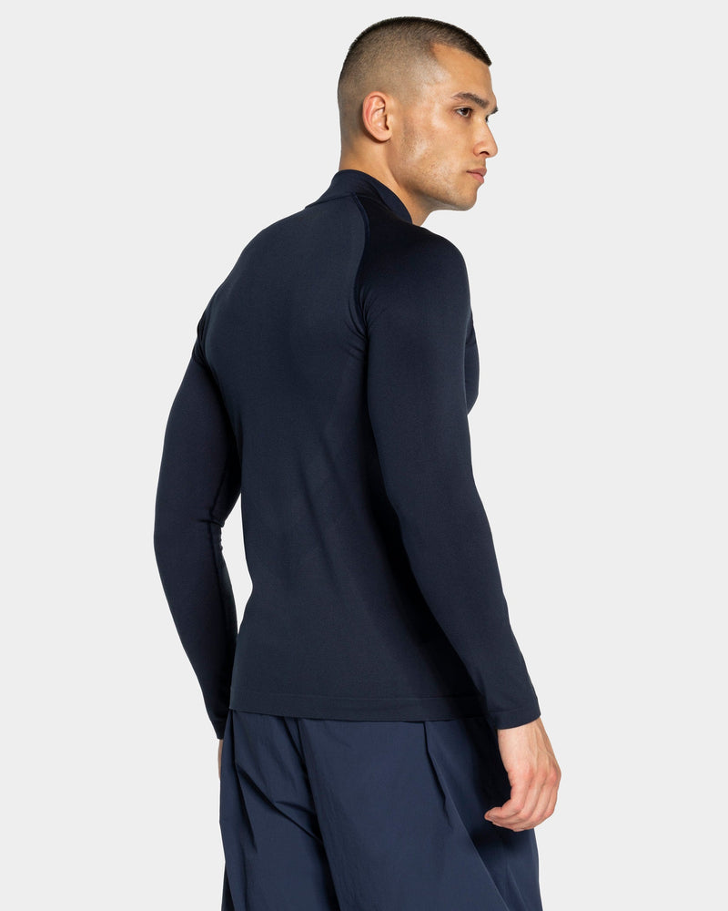 Haut à manches longues demi-zippé Workout sans coutures « Midnight »