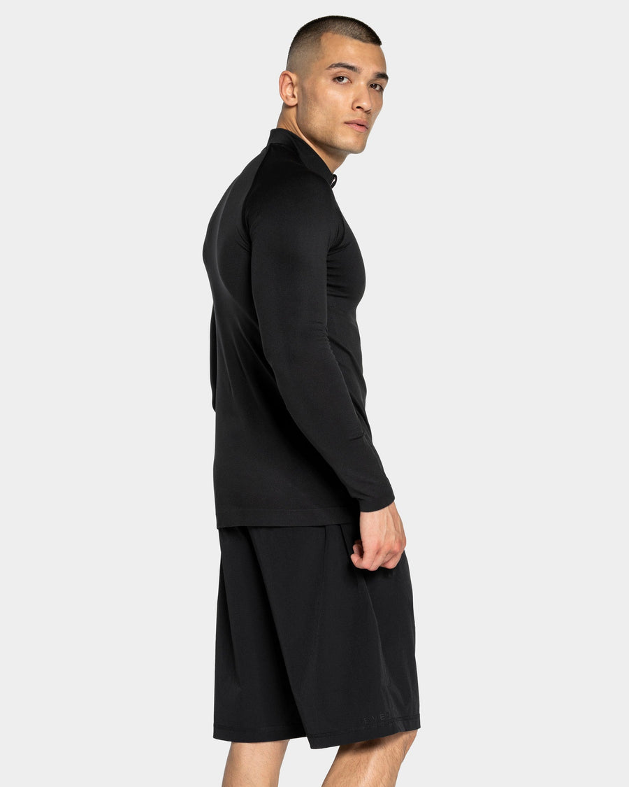 Haut à manches longues demi-zippé Workout sans coutures « noir/anthracite »