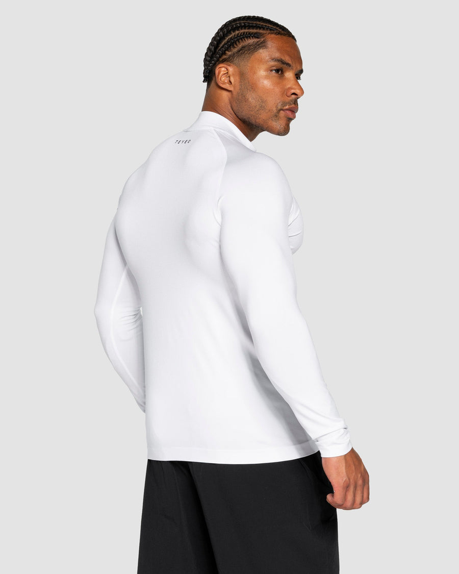 Haut à manches longues demi-zippé Workout sans coutures « blanc »