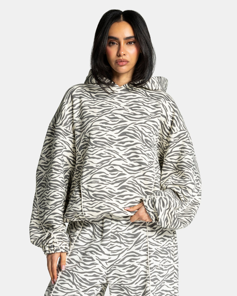 Sweat à capuche Contrastline « zèbre blanc cassé »