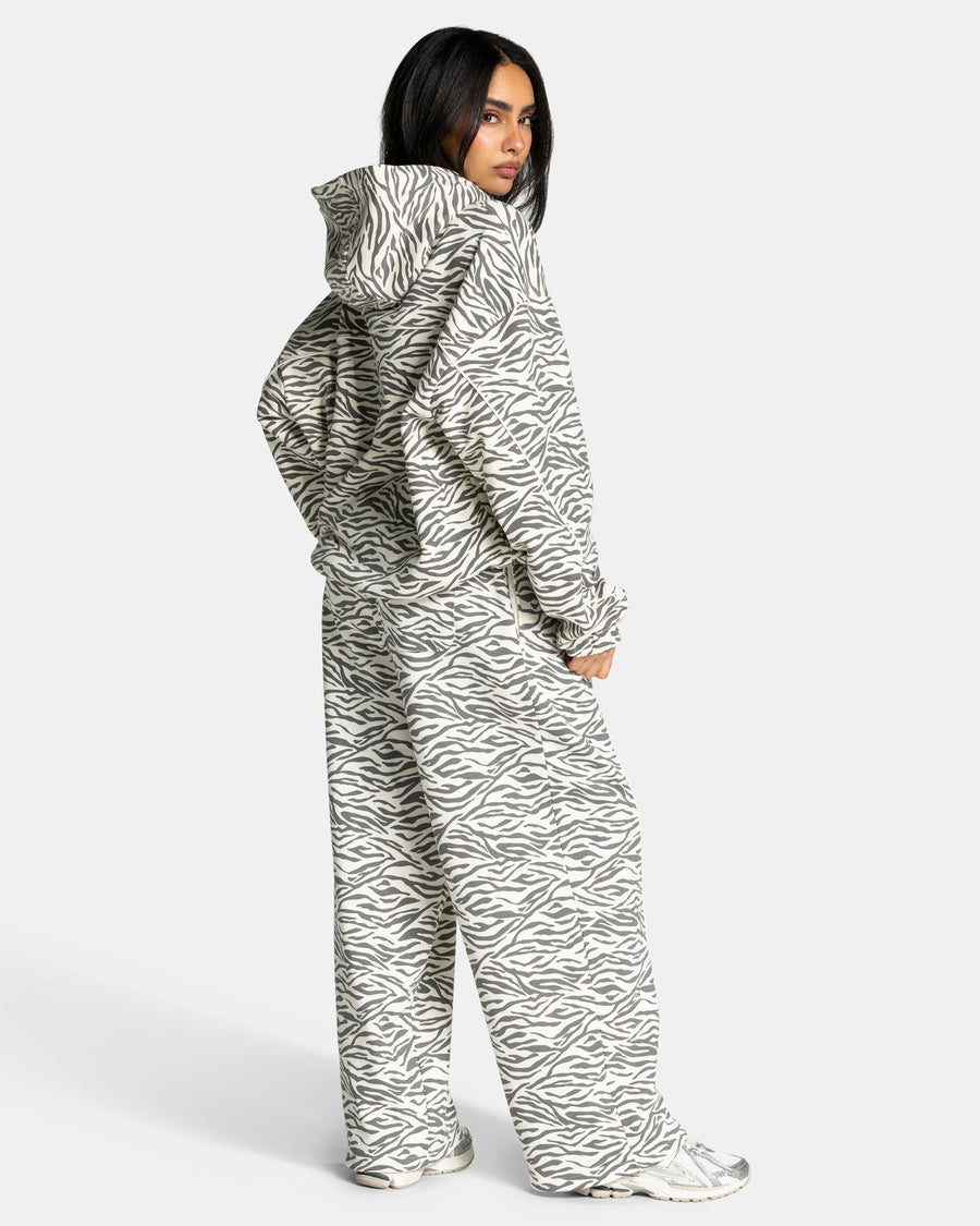 Pantalon de jogging Wide Leg Contrastline « zèbre blanc cassé »