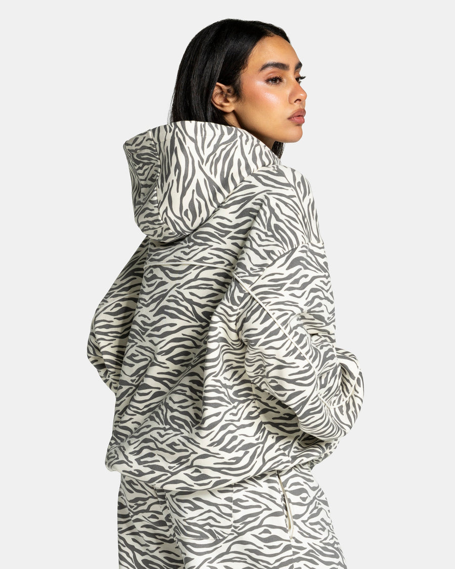 Sweat à capuche Contrastline « zèbre blanc cassé »