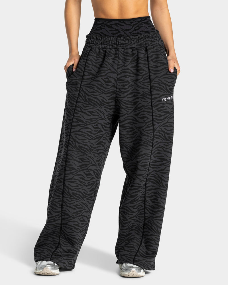 Pantalon de jogging Wide Leg Contrastline « zèbre noir »