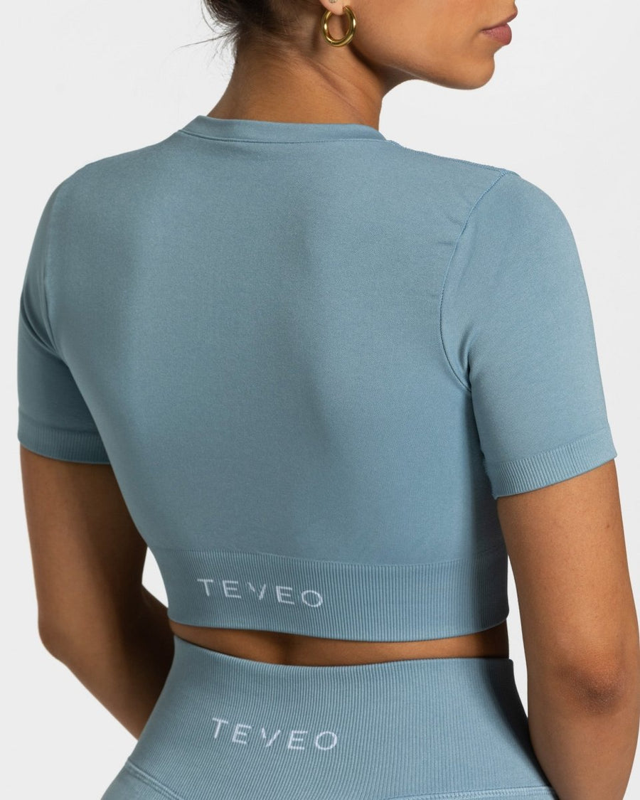 Crop top Sensation « bleu acier »