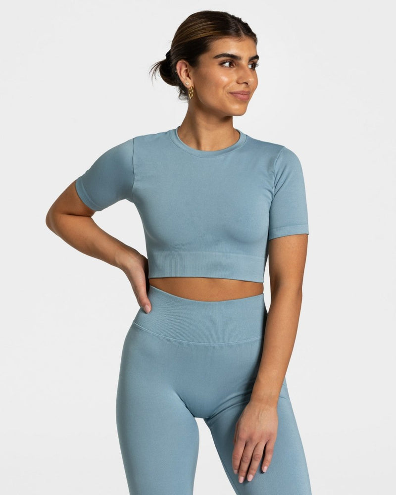 Crop top Sensation « bleu acier »