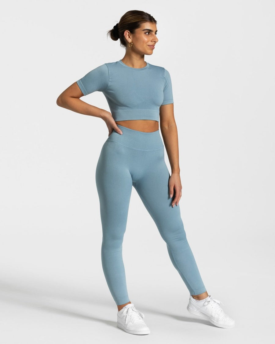 Crop top Sensation « bleu acier »