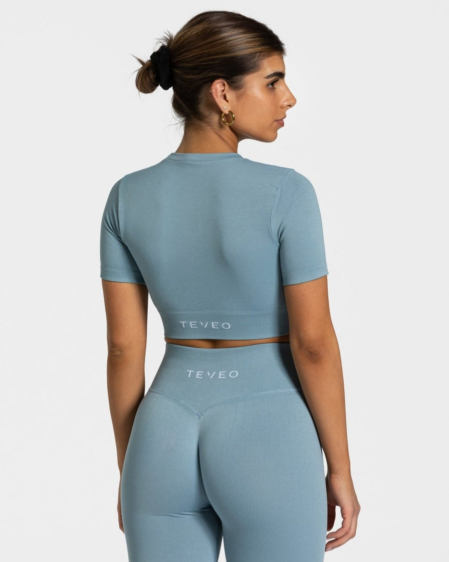 Crop top Sensation « bleu acier »